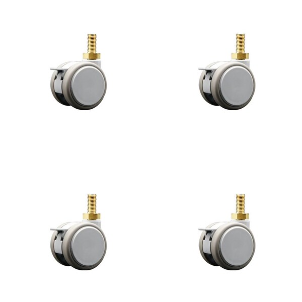 Service Caster 2 Inch MRI Safe Casters with Brakes, 10mm Threaded Stem, Set of 4, SCC, 4PK SCC-TS02S50-TPR-GRY-B-M10X22-MRI-4 - main